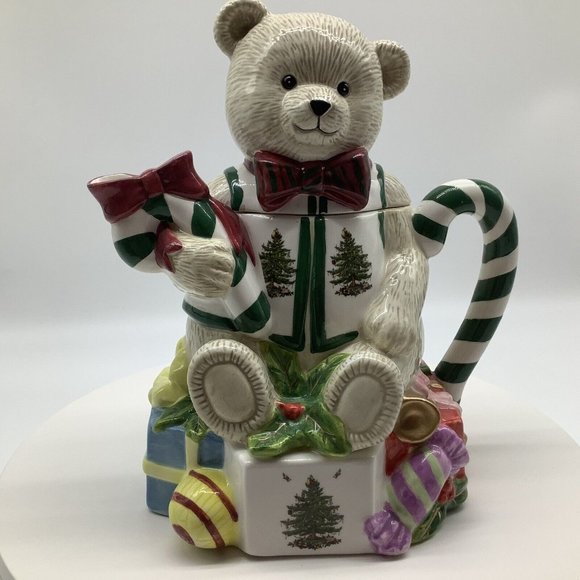 Spode Teddy Bear Christmas Tree Teapot with Lid - Picture 14 of 16